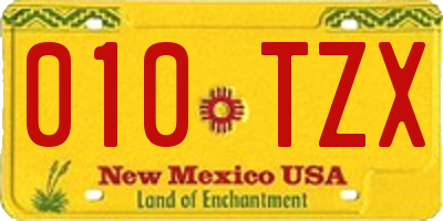 NM license plate 010TZX