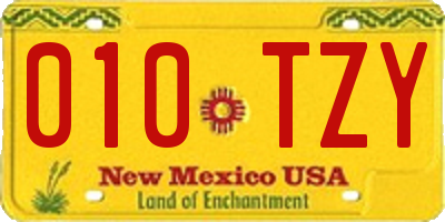 NM license plate 010TZY