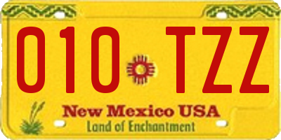 NM license plate 010TZZ