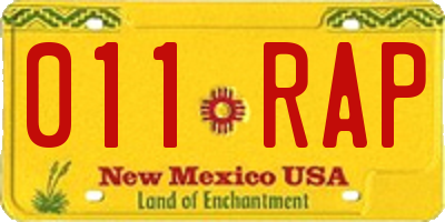 NM license plate 011RAP