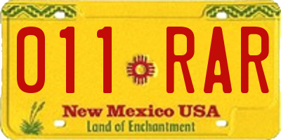 NM license plate 011RAR