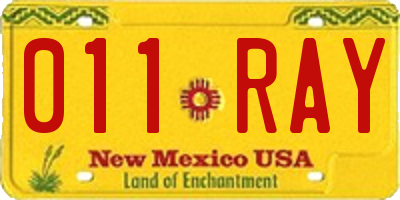 NM license plate 011RAY