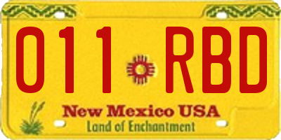 NM license plate 011RBD