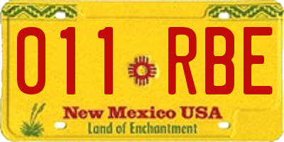 NM license plate 011RBE