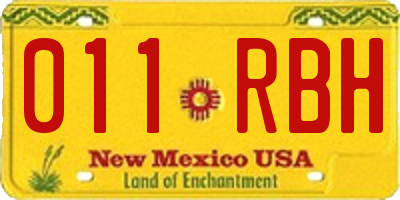 NM license plate 011RBH