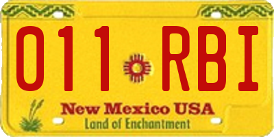 NM license plate 011RBI
