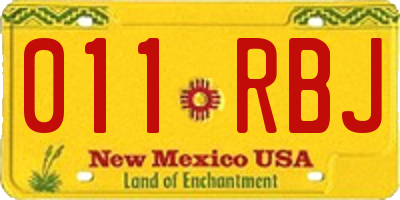 NM license plate 011RBJ