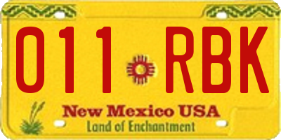 NM license plate 011RBK