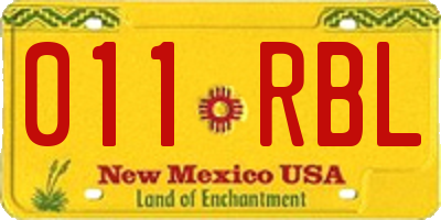 NM license plate 011RBL