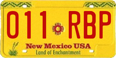 NM license plate 011RBP