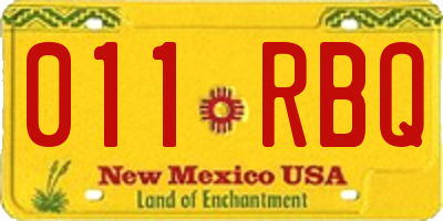 NM license plate 011RBQ