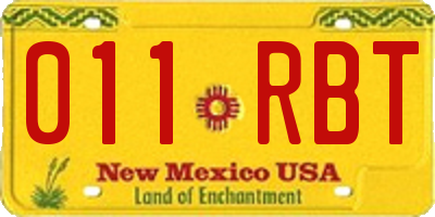 NM license plate 011RBT