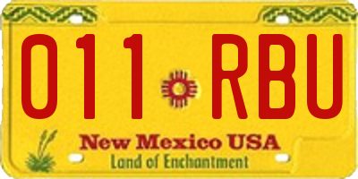 NM license plate 011RBU