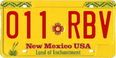 NM license plate 011RBV