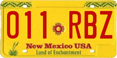 NM license plate 011RBZ