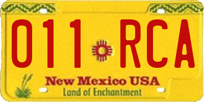 NM license plate 011RCA