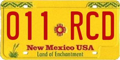NM license plate 011RCD