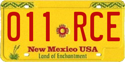 NM license plate 011RCE