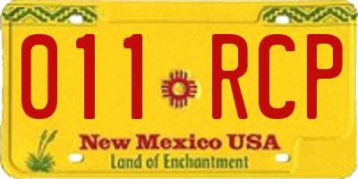 NM license plate 011RCP