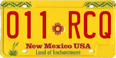 NM license plate 011RCQ