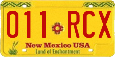 NM license plate 011RCX