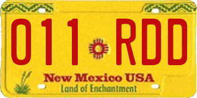 NM license plate 011RDD