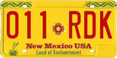 NM license plate 011RDK