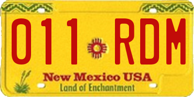 NM license plate 011RDM