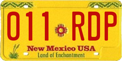 NM license plate 011RDP