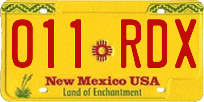 NM license plate 011RDX
