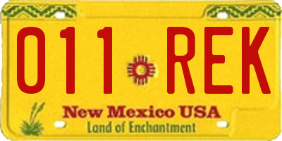 NM license plate 011REK