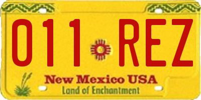 NM license plate 011REZ