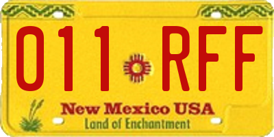 NM license plate 011RFF