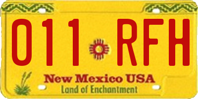 NM license plate 011RFH