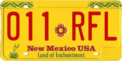 NM license plate 011RFL