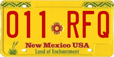 NM license plate 011RFQ