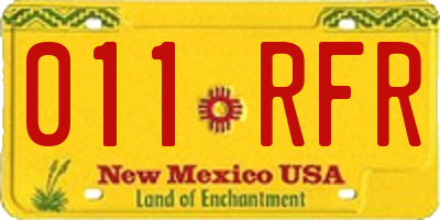 NM license plate 011RFR