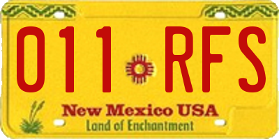 NM license plate 011RFS