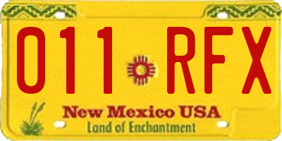NM license plate 011RFX