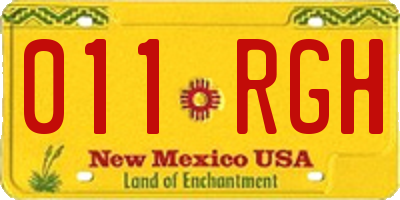 NM license plate 011RGH