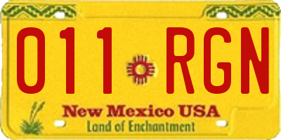 NM license plate 011RGN