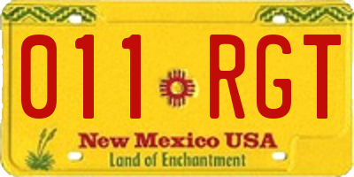 NM license plate 011RGT