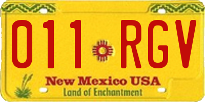 NM license plate 011RGV