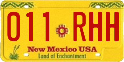 NM license plate 011RHH