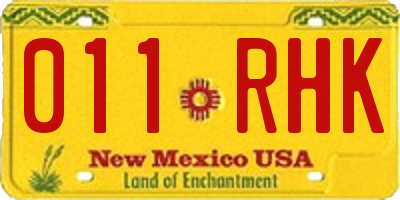 NM license plate 011RHK