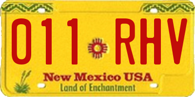 NM license plate 011RHV