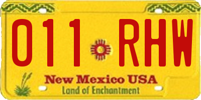 NM license plate 011RHW