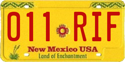 NM license plate 011RIF