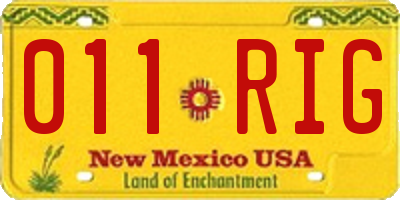 NM license plate 011RIG