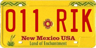 NM license plate 011RIK
